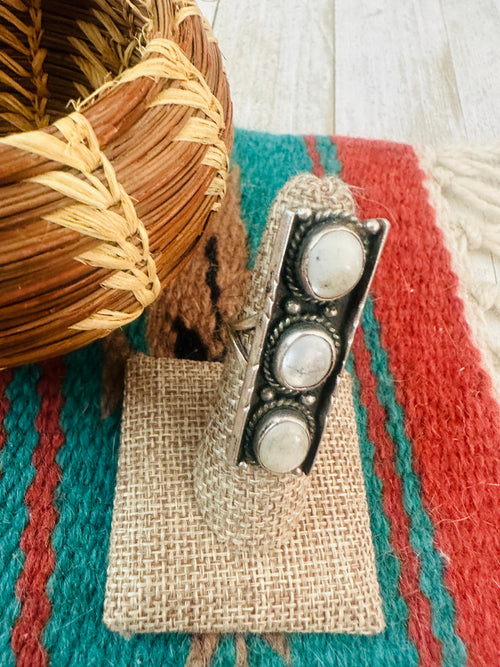 Handcrafted Old Pawn Sterling Silver & Mother of Pearl Ring Size 6