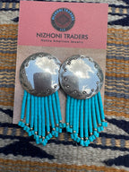 Old Pawn Navajo Sterling Silver Beaded Tassel Earrings