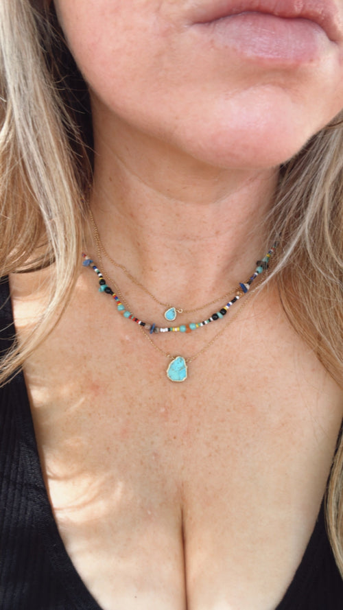 “The Golden Collection” Beaded Bliss Handmade Beaded Necklace 16” STYLE 6