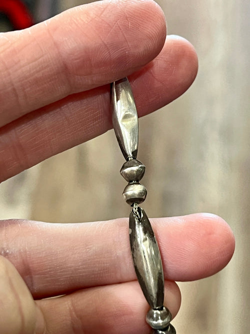 Vintage Navajo Sterling Silver and Turquoise Bead Necklace