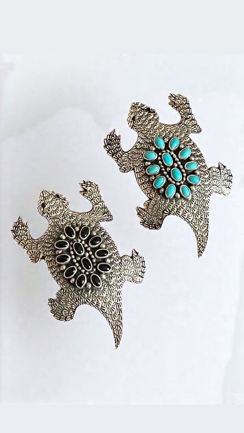 Handcrafted Sterling Silver and Stone Horned Toad Pin and Pendant by Lee Charley, Turquoise or Onyx