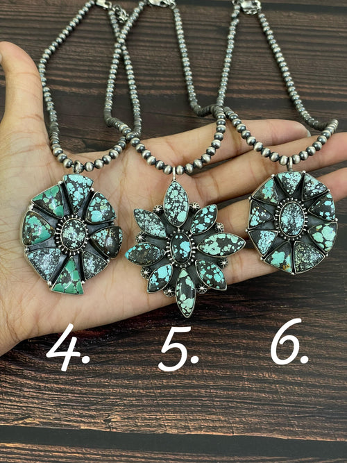 Handmade Sterling Silver Lander Turquoise Necklace, Signed Nizhoni