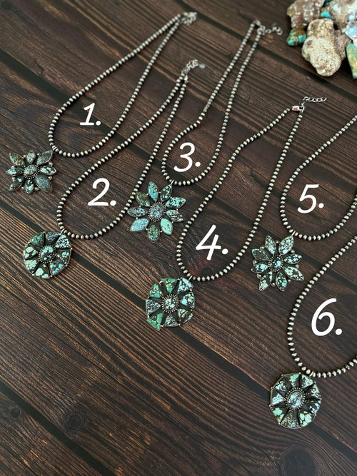 Handmade Sterling Silver Lander Turquoise Necklace, Signed Nizhoni