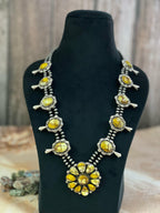 Handmade Sterling Silver Honey Dahlia Necklace, Signed Nizhoni