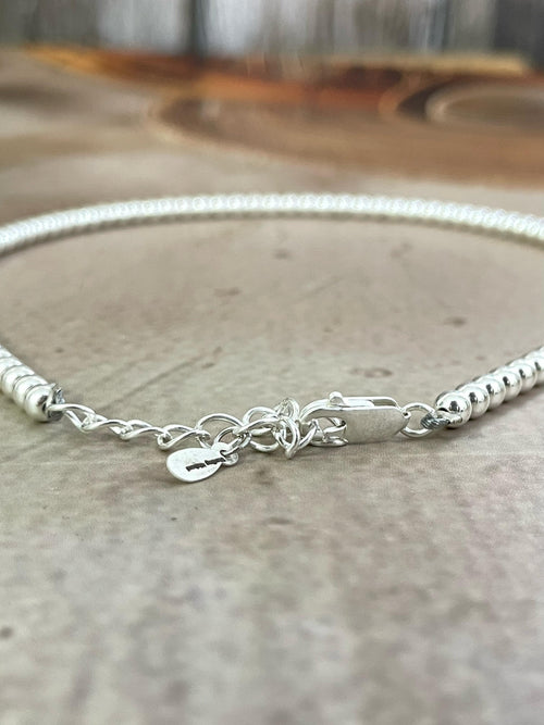 Handmade Elegance Sterling Silver 3MM Beaded Necklace