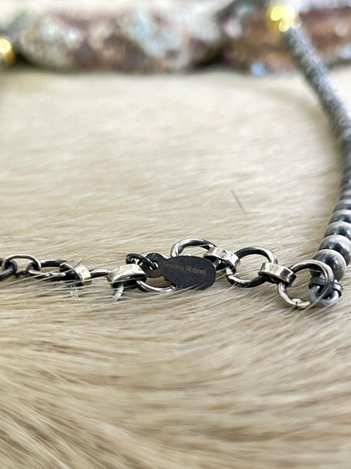 Handmade Sterling Silver with 14K Gold Beads Necklace