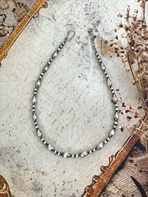 Handmade Sterling Silver Seed Bead Necklace