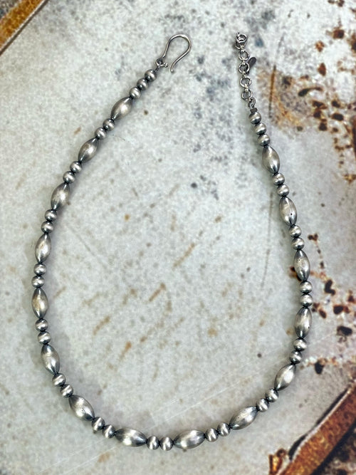 Handmade Sterling Silver Seed Bead Necklace