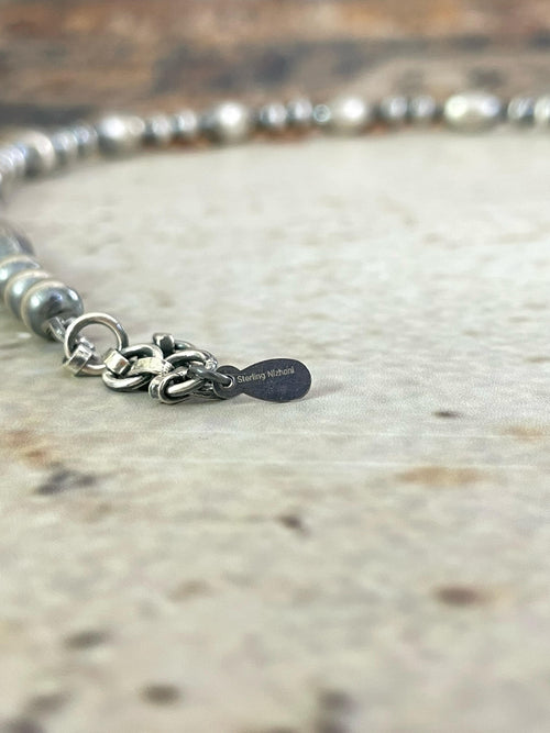 Handmade Sterling Silver Seed Bead Necklace