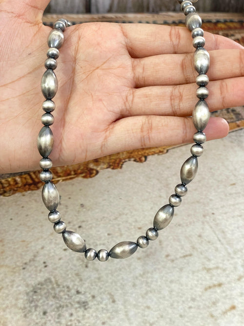 Handmade Sterling Silver Seed Bead Necklace