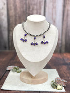Handmade Sterling Silver Grape Dahlia Beaded Necklace with Signed Nizhoni