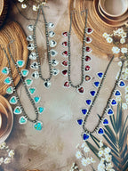 Handmade Sterling Silver Multi Stone Necklace with Signed Nizhoni