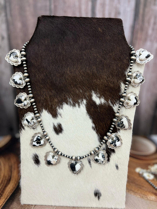 Handmade Sterling Silver Multi Stone Necklace with Signed Nizhoni