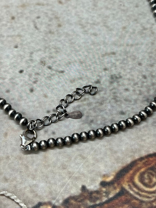 Handmade Sterling Silver PEACE SIGN Beaded Necklace "Signed Nizhoni"