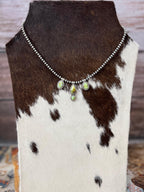 Handmade Sterling Silver Palomino Turquoise Beaded Necklace with Signed Nizhoni