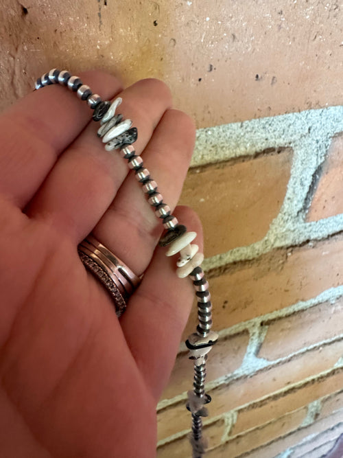 Handcrafted Pearl Sterling Silver & White Buffalo Beaded Necklaces