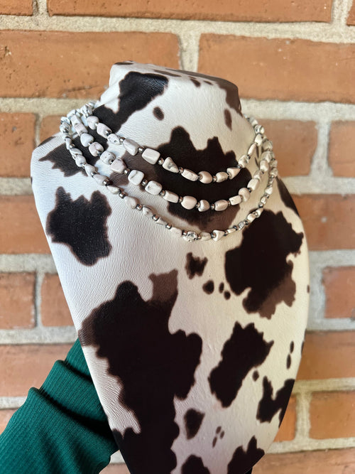 Handcrafted Beautiful Sterling Silver & White Buffalo Beaded Necklace 16-20 Inch