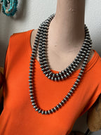 Vinita Cowboy Handcrafted 11.5mm Sterling Silver Saucer Pearl Beaded Necklace, Multiple Lengths