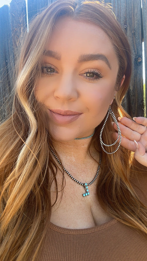 Handmade Sterling Silver Pearl Dangle Double Hoop Earrings 3mm