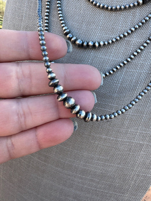 Handcrafted Sterling Silver Pearl 3-6mm Beaded Necklace