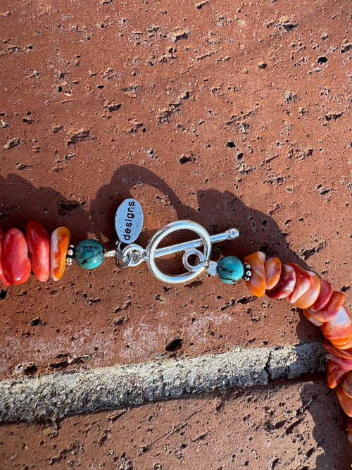 Paige Wallace Turquoise, Spiny & Sterling Silver Beaded Bullhead Pendant Necklace