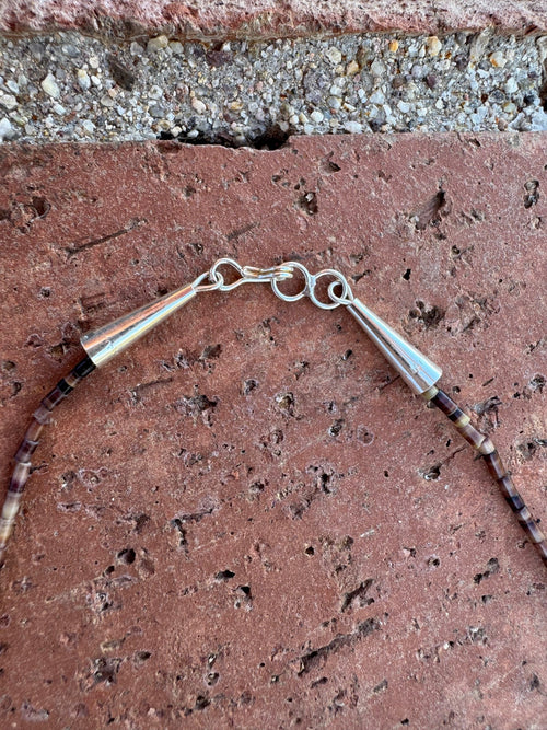 Handcrafted Sterling Silver & Beaded Frog Fetish Necklace 33"