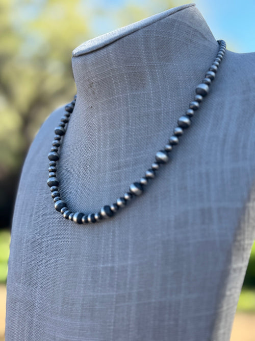 Handmade Sterling Silver Pearl Beaded 4-8mm Necklace 18"