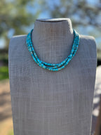 Handcrafted Sterling Silver & Rolled Kingman Turquoise Beaded Necklace 17"