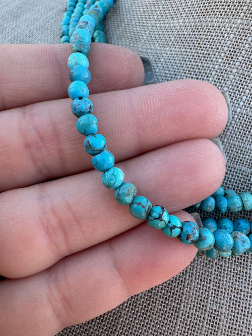 Handcrafted Sterling Silver & Kingman Turquoise Beaded Necklace