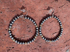 Handcrafted Gold Overlay & Sterling Silver Pearl 4mm Beaded Dangle Hoop Earrings