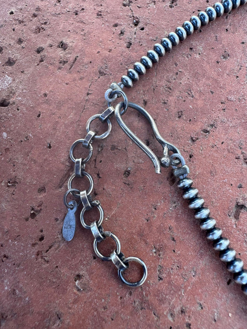 Handmade Sterling Silver 3mm Saucer Beaded Necklace 16"
