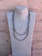 Handcrafted Sterling Silver Pearl 4-8mm Beaded Necklace 48"