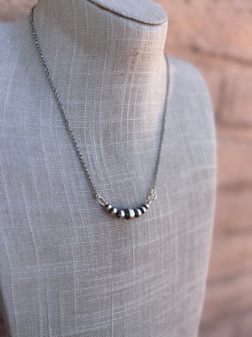 Handcrafted Sterling Silver Pearl 4-8mm Beaded Chain Necklace 18"
