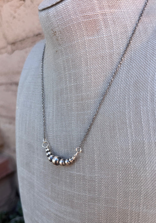 Handcrafted Sterling Silver Pearl 4-8mm Beaded Chain Necklace 18"