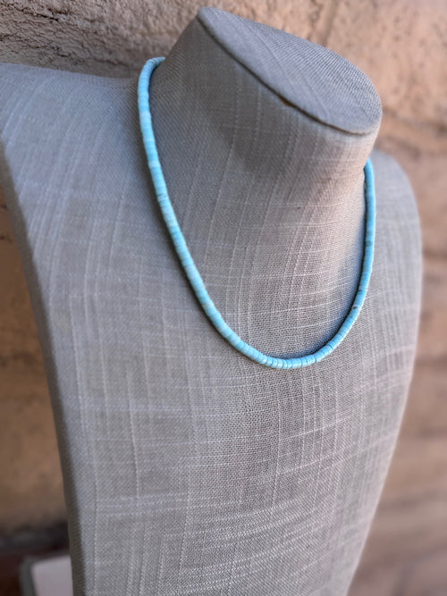 Handcrafted Sterling Silver & Dry Creek Turquoise Beaded Necklace 17"