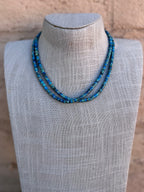 Handcrafted Sterling Silver & Rolled Calsilica Beaded Necklace 17"
