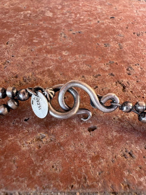 Handcrafted Sterling Silver Pearl Double Strand 3-5mm Beaded Necklace 16"