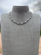 Handcrafted Freshwater Pearl & Sterling Silver Pearl 3mm Beaded Necklace 16"
