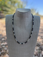 Handcrafted Sterling Silver Pearl & Black Onyx 5mm Beaded 22" Necklace