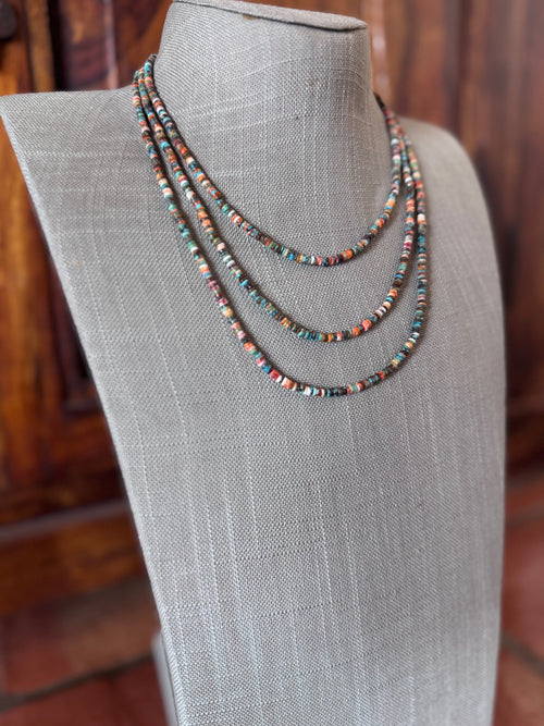 Handcrafted Sterling Silver, Spiny and Turquoise Beaded Necklace