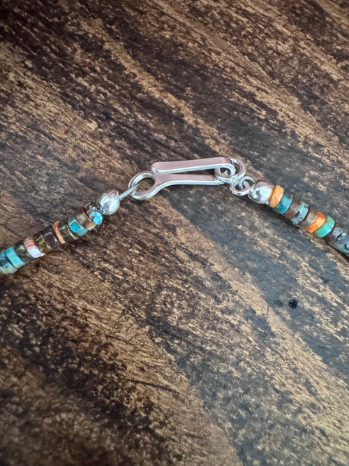 Handcrafted Sterling Silver, Spiny, Lapis and Multi Stone Beaded Necklace