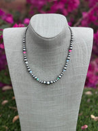 Handcrafted Fire Opal Collection & Sterling Silver Pearl Beaded 3-10mm Necklace 18"