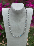 Handcrafted Fire Opal Collection & Sterling Silver Pearl Beaded 5mm Necklace 24"