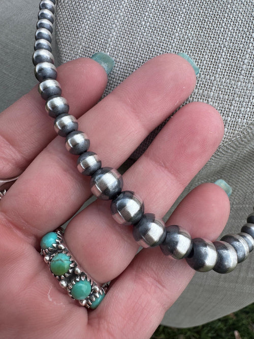 Handcrafted Graduated Sterling Silver Pearl 3-8mm Beaded Necklace