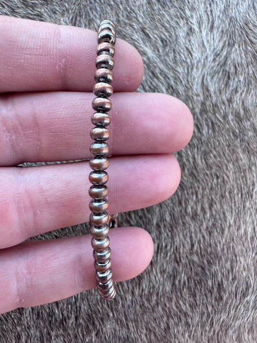 Handcrafted Copper 4mm Saucer Beaded Bracelet 7.5"