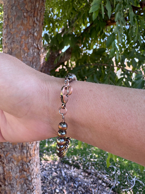 Handcrafted Copper 6mm Beaded Bracelet 7.5"
