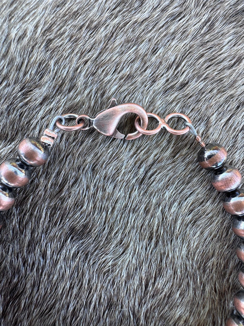 Handcrafted Copper 6mm Beaded Bracelet 7.5"