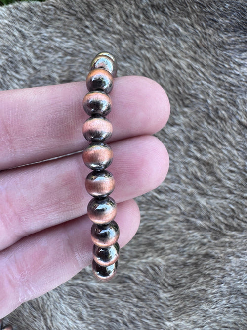 Handcrafted Copper 6mm Beaded Stretch Bracelet