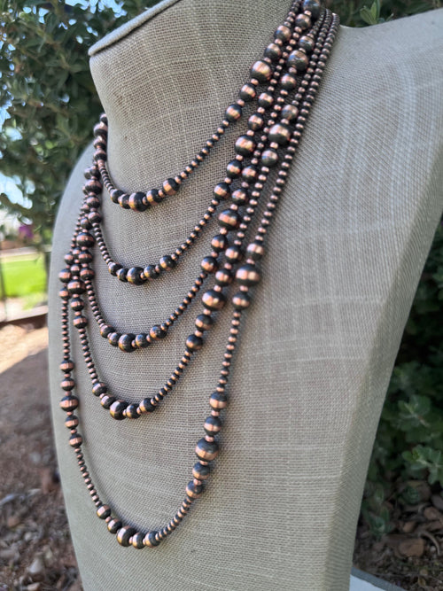 Handcrafted Copper 3-8mm Beaded Necklace