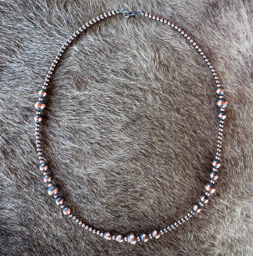 Handcrafted Copper 3-8mm Beaded Necklace